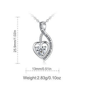 925 Silver CZ Heart Pendant Necklace for Wife D352
