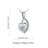 925 Silver CZ Heart Pendant Necklace for Wife D352