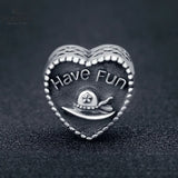 925 Silver Travel Hat Heart Charms for Bracelets