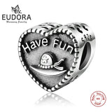 925 Silver Travel Hat Heart Charms for Bracelets
