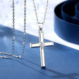 925 Silver Cross Pendant Necklace Crystal Jewelry with Box