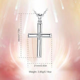925 Silver Cross Pendant Necklace Crystal Jewelry with Box