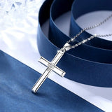 925 Silver Cross Pendant Necklace Crystal Jewelry with Box