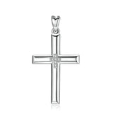 925 Silver Cross Pendant Necklace Crystal Jewelry with Box
