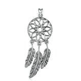 925 Silver Dream Catcher Pendant Necklace with Feather Tassels