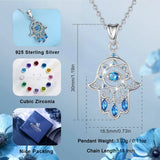 925 Silver Evil Eye Hamsa Hand Necklace Bink Crystal Fatima Jewelry