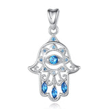 925 Silver Evil Eye Hamsa Hand Necklace Bink Crystal Fatima Jewelry
