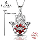 925 Silver Evil Eye Hamsa Pendant Necklace CZ Hand with 18" Chain KSYD069
