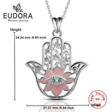 925 Silver Evil Eye Hamsa Pendant Necklace CZ Hand with 18" Chain KSYD069
