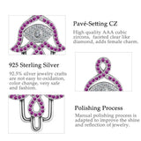 925 Silver Evil Eye Hamsa Hand Pendant Necklace Purple CZ Angel Caller