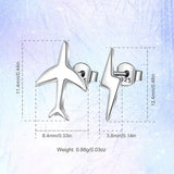 925 Silver Mini Airplane Stud Earrings for Women