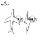 925 Silver Mini Airplane Stud Earrings for Women