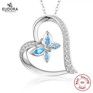 925 Silver Butterfly Pendant Necklace for Women D564