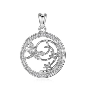 Sterling Silver Dragonfly Crystal Pendant Necklace