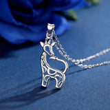 925 Sterling Silver Giraffe Pendant Necklace Silver Jewelry for Women