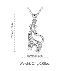 925 Sterling Silver Giraffe Pendant Necklace Silver Jewelry for Women