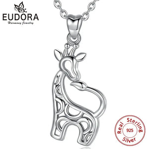 925 Sterling Silver Giraffe Pendant Necklace Silver Jewelry for Women