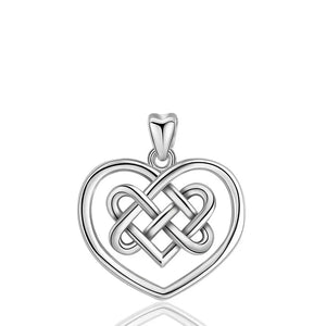925 Silver Irish Celtics Knot Pendant Necklace Heart Charms For Women