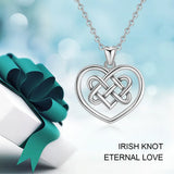 925 Silver Irish Celtics Knot Pendant Necklace Heart Charms For Women