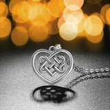 925 Silver Irish Celtics Knot Pendant Necklace Heart Charms For Women