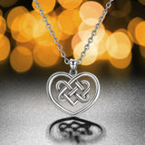 925 Silver Irish Celtics Knot Pendant Necklace Heart Charms For Women
