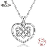 925 Silver Irish Celtics Knot Pendant Necklace Heart Charms For Women