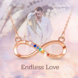 925 Silver Chakra Pendant Necklace 7-Color Infinity Geometric for Women