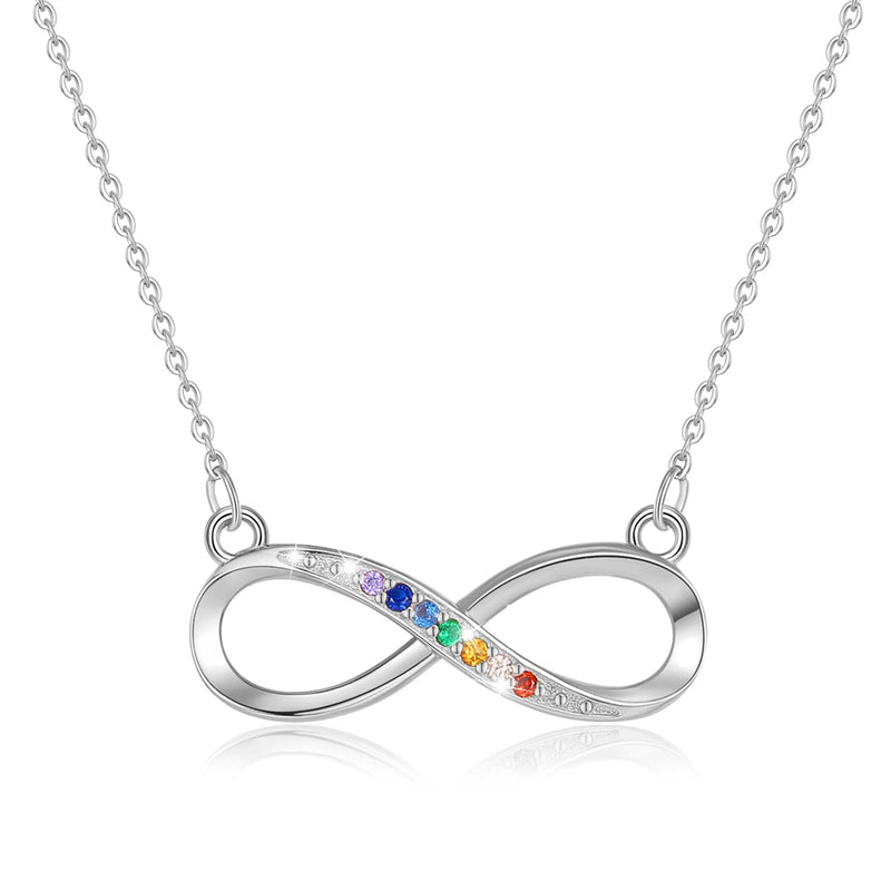 925 Silver Chakra Pendant Necklace 7-Color Infinity Geometric for Women