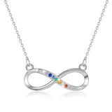 925 Silver Chakra Pendant Necklace 7-Color Infinity Geometric for Women