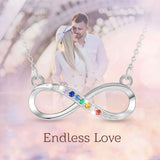 925 Silver Chakra Pendant Necklace 7-Color Infinity Geometric for Women