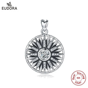 925 Silver Vintage Flower Pendant Necklace For Women