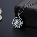 925 Silver Vintage Flower Pendant Necklace For Women