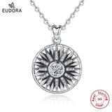 925 Silver Vintage Flower Pendant Necklace For Women