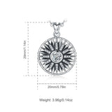 925 Silver Vintage Flower Pendant Necklace For Women