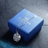 925 Silver Irish Triquetra Celtics Flower Pendant Necklace Women Birthday