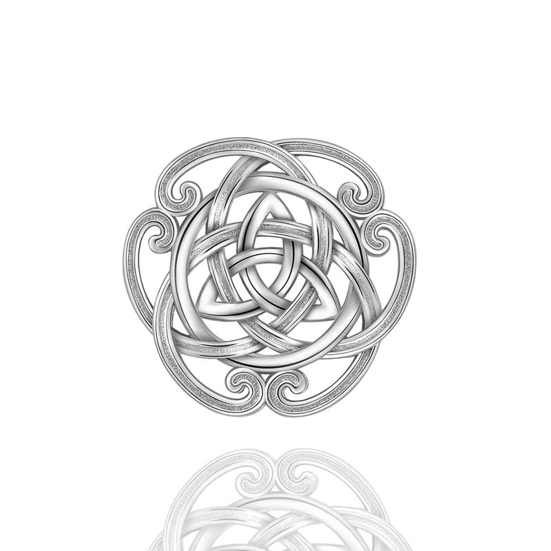 925 Silver Irish Triquetra Celtics Flower Pendant Necklace Women Birthday
