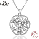 925 Silver Irish Triquetra Celtics Flower Pendant Necklace Women Birthday