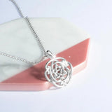 925 Silver Irish Triquetra Celtics Flower Pendant Necklace Women Birthday
