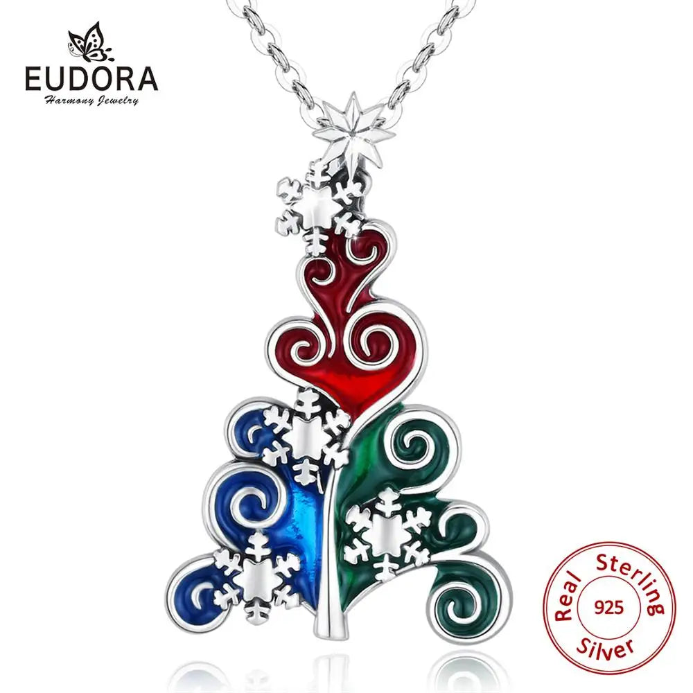 925 Silver Christmas Tree Pendant Necklace Xmas Gift