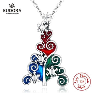 925 Silver Christmas Tree Pendant Necklace Xmas Gift