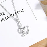 925 Silver Music Sign Necklace Heart Pendant Anniversary Gift D413