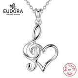 925 Silver Music Sign Necklace Heart Pendant Anniversary Gift D413