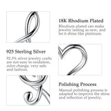 925 Silver Music Sign Necklace Heart Pendant Anniversary Gift D413