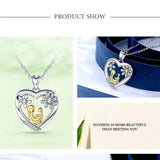 925 Silver Necklace Mom Hold Child Pendant Fine Jewelry Women Mother Heart Charm