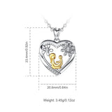 925 Silver Necklace Mom Hold Child Pendant Fine Jewelry Women Mother Heart Charm