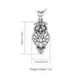925 Silver Owl Pendant Necklace with Crystal CZ Animal Jewelry