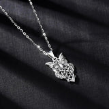 925 Silver Owl Pendant Necklace with CZ Crystal Jewelry