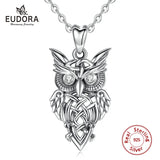 925 Silver Owl Pendant Necklace with CZ Crystal Jewelry