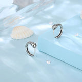 925 Silver Snake Ear Buckles Green Zircon Hoop Earrings Women Statement Jewelry