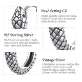 925 Silver Snake Ear Buckles Green Zircon Hoop Earrings Women Statement Jewelry